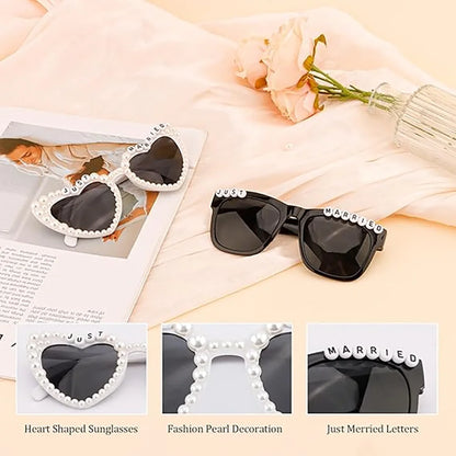 2Pcs Just Married Bride/Groom Accessories Wedding Day Supplies Bachelorette Party Decorations Bridal Shower Gift Honeymoon Trip