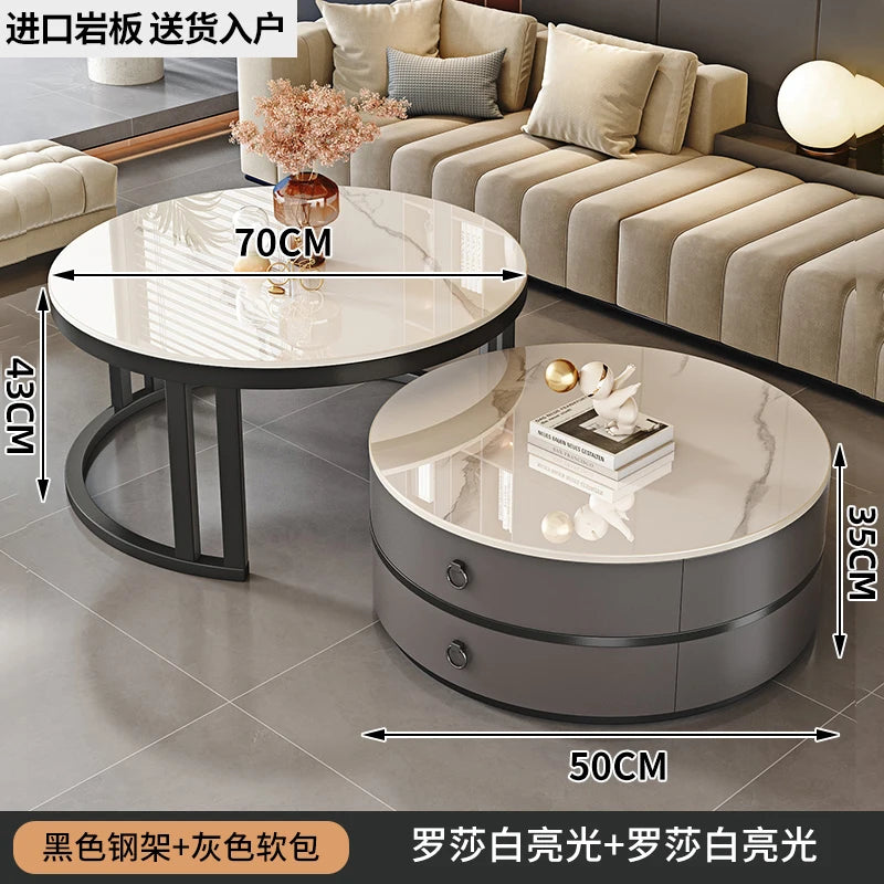 European Elegant Coffee Tables Multifunction Trendy Modern Minimalist Coffee Tables With Drawers Storage Mesa Centro Furniture