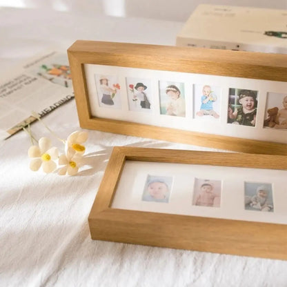Wooden Baby Growth Photo Album Frame 2 Inch 6 /10 Holes Mini Picture Frames Creative Durable Memorial Photo Frame