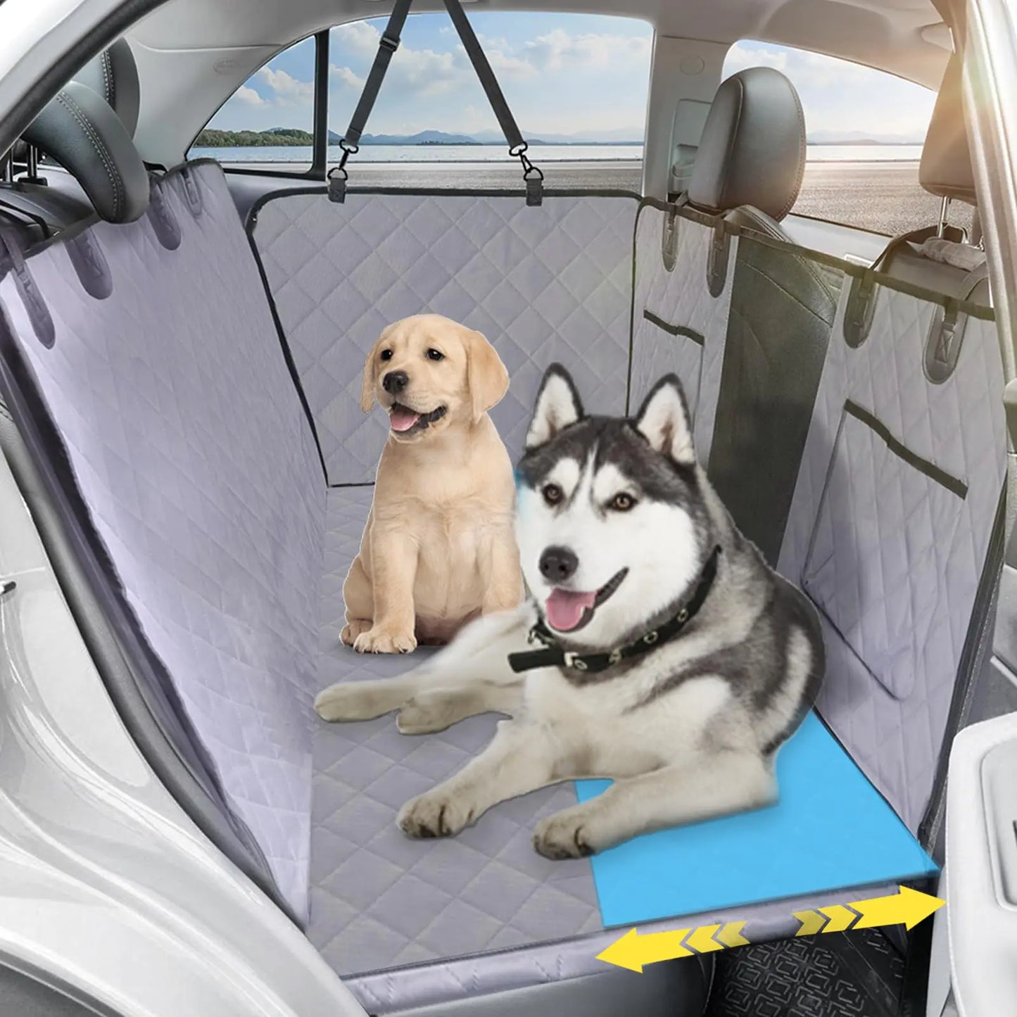 Pets Back Extend seat protector Dog Cat Back Seat Bed for Travel Bed with Mesh Window and Storage Pocket Supports 420lb Waterproof Car SUV Truck