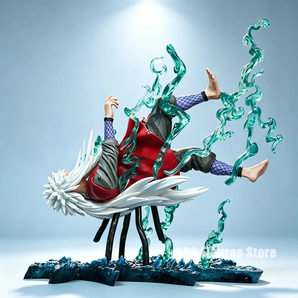 24cm Naruto Shippuden Jiraiya Anime Figure Battle Scene Statue PVC Collectible Model Ornament Desktop Birthday Christmas Gift