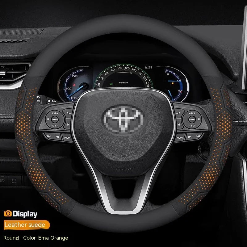 Carbon Fiber Steering Wheel Covers Suitable for Toyota Crown CHR, Yaris, Corolla, Auris, Rav4, Prius, Camry, Raize, Prado.