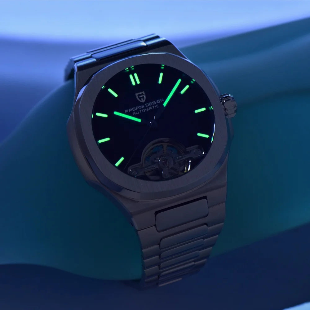 PAGANI DESIGN New Mechanical Hollow-Out Tourbillon Men Watch Sport Elegant Sapphire Waterproof Watch Japan Movt 316L Steel Clock