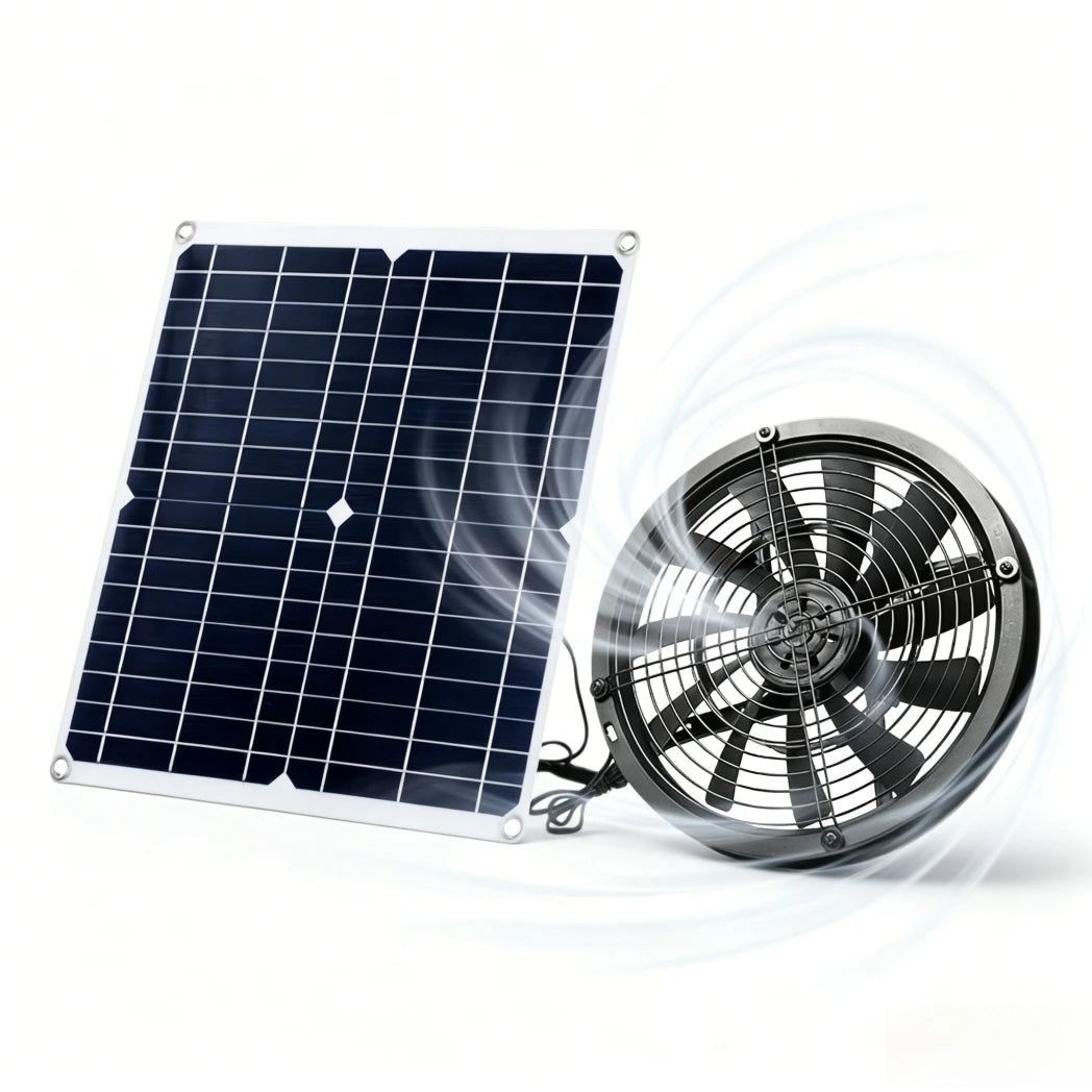 NEW 6 Inch Solar Exhaust Fan Kit Auto Ventilation Weatherproof Energy Saving for Greenhouse Dog House RV Chicken Coop Shed
