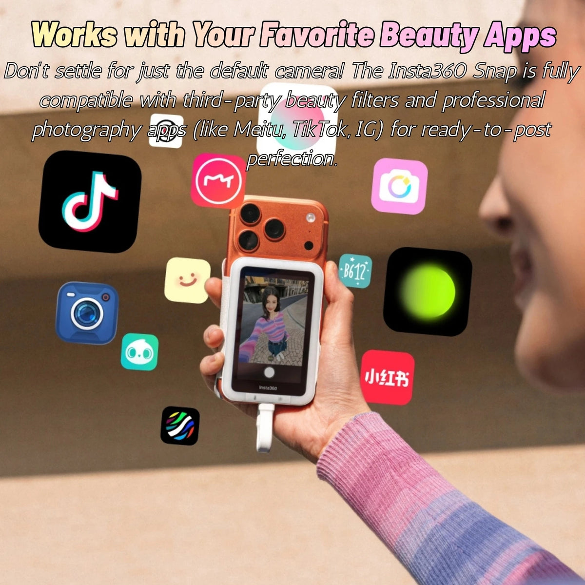 Insta360 Snap Selfie Screen 3.5" Phone Monitor with Fill Light USB-C Screen Mirroring for iPhone Android 4K Preview