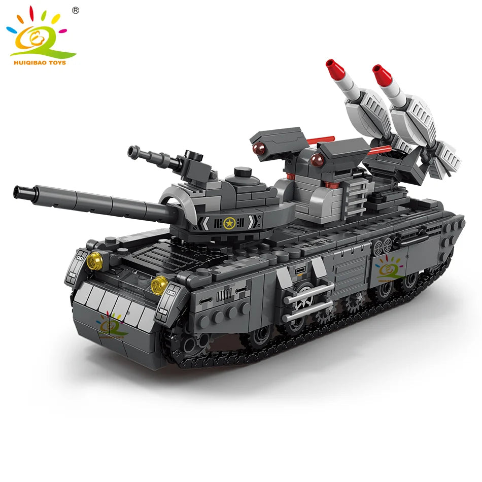 HUIQIBAO Military Tank 648pcs 6in1 Building Blocks Set Truck Plane Army Bricks City Construction Toy For Children Kids Game