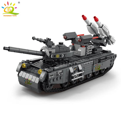 HUIQIBAO Military Tank 648pcs 6in1 Building Blocks Set Truck Plane Army Bricks City Construction Toy For Children Kids Game
