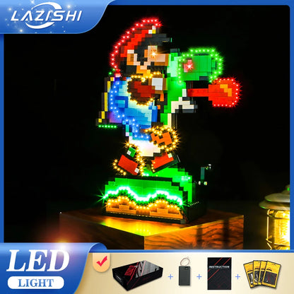 Lazishi LED light 71438 set suitable for Super Mario World: Mario&Yoshi block gift (lighting accessories only)