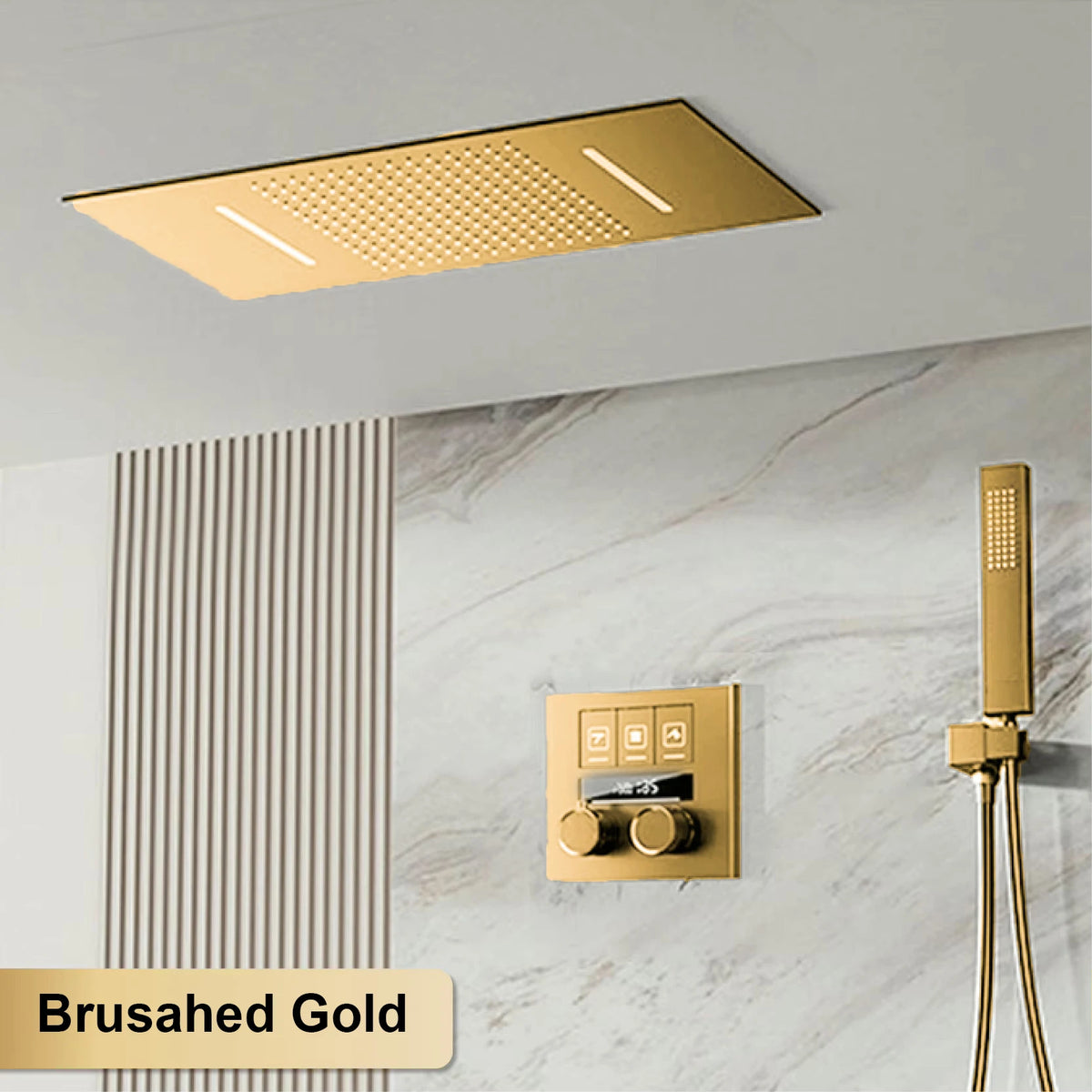 AITANA Luxury Black Brass Bathroom Faucet with Constant Temperature Digital Display Design Cold & Hot Dual Control Wall Shower