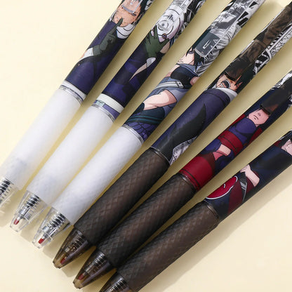 6pcs Anime Naruto Action Figure Manga Gel Pen Set Cartoon Uchiba Clan Sasuke Figures Printing Writing Ballpoint Pen Toys Gifts
