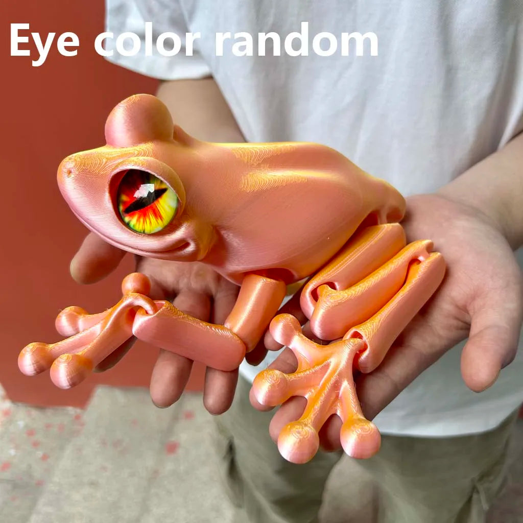 3D Printed Frog Statue, Flexible 3D Printed Animal, Fidget Action Figures for Home Office Desk Decor