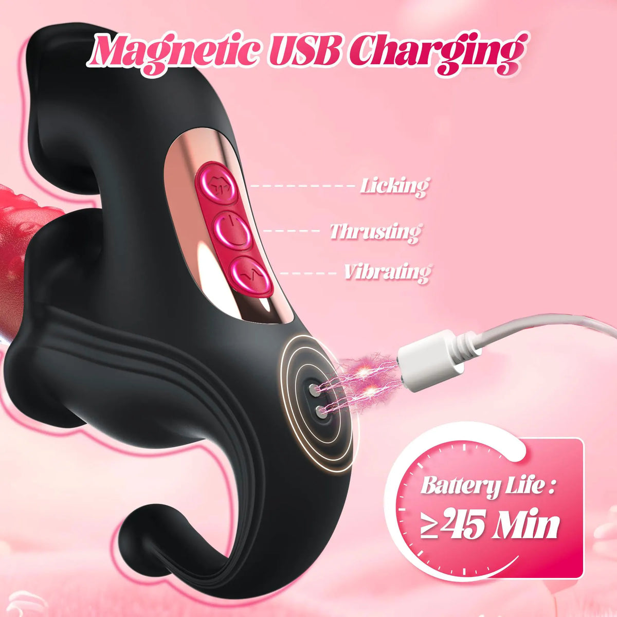4 IN 1 Licking Thrusting Vibrator G Spot Clitoral Stimulator Vagina Massager Rabbit Vibrator Women Sex Toy for Clit Nipple &Anal