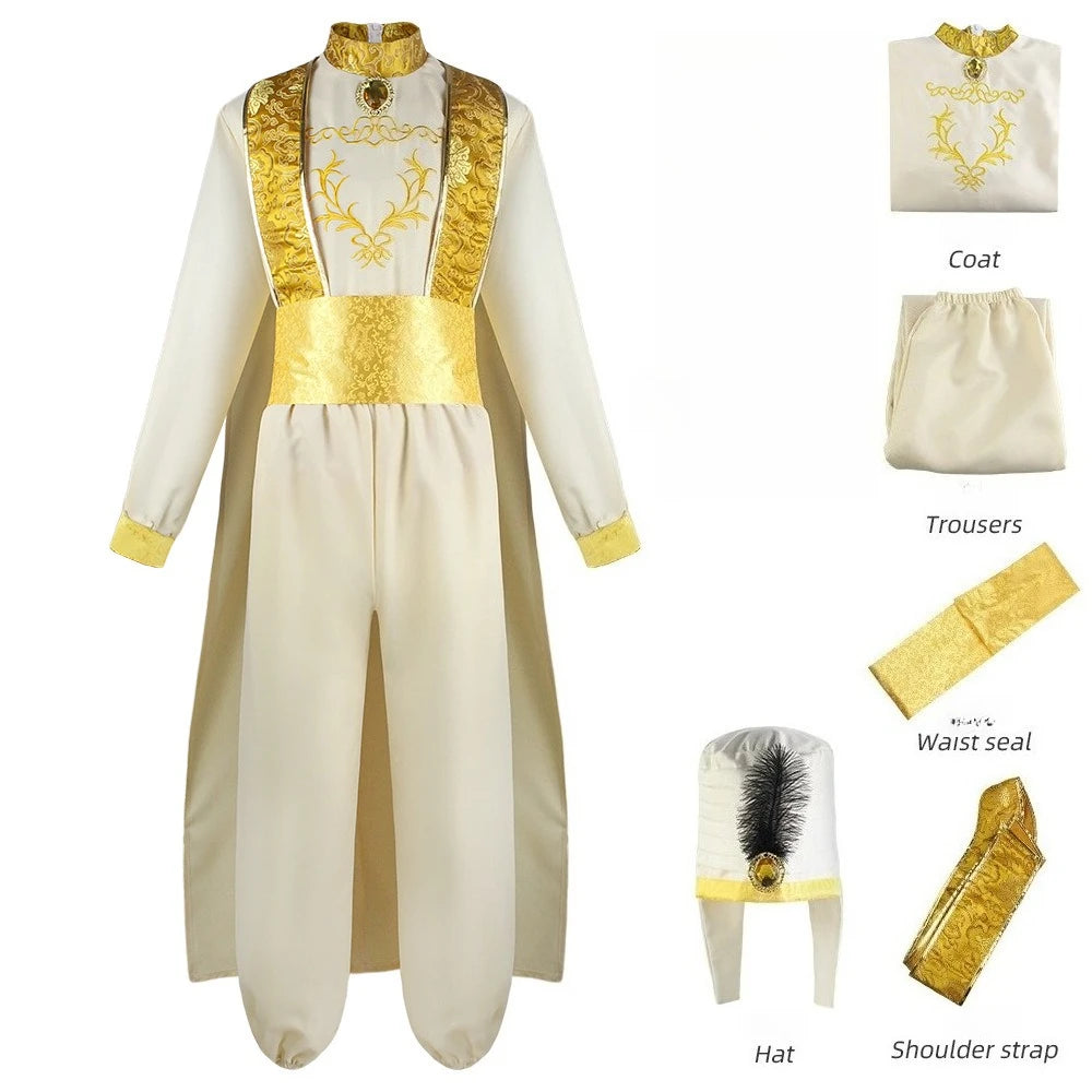 Adult Arabian Prince Cosplay Costume Fairy Tale Magic Wonderful Lamp Arab Prince Outfits for Halloween Stage Performance