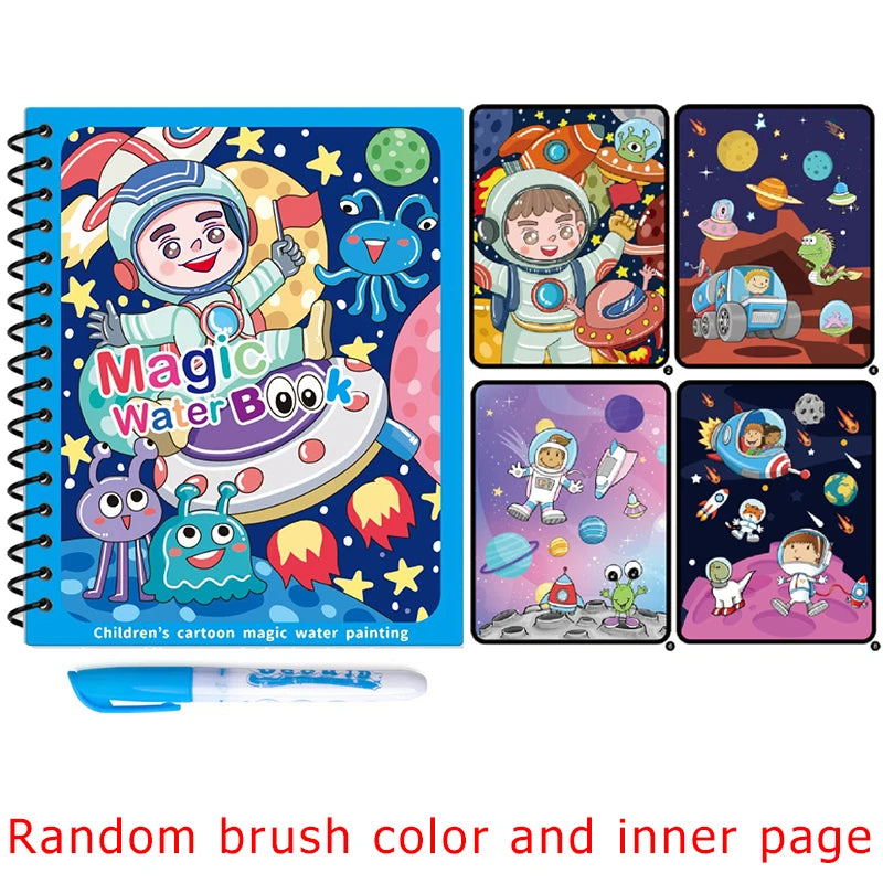 1Set Magic Water Drawing Book for Kids Reusable Water Coloring Book with Pen No Mess Painting Pad Early Educational Learning ZYF