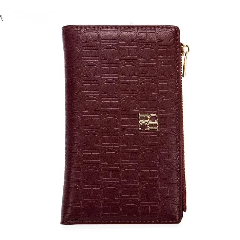 CH Leather Printed Short Women's Wallet Solid Color Versatile Autumn/Winter Luxury 2025 New Multi Scene Available Coin Card Bag