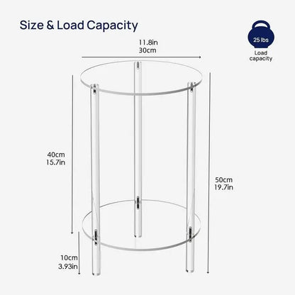 Acrylic Round End Table Small Round Side Table End Table Clear Small Round Table Acrylic Transparent Coffee Table for Bedroom