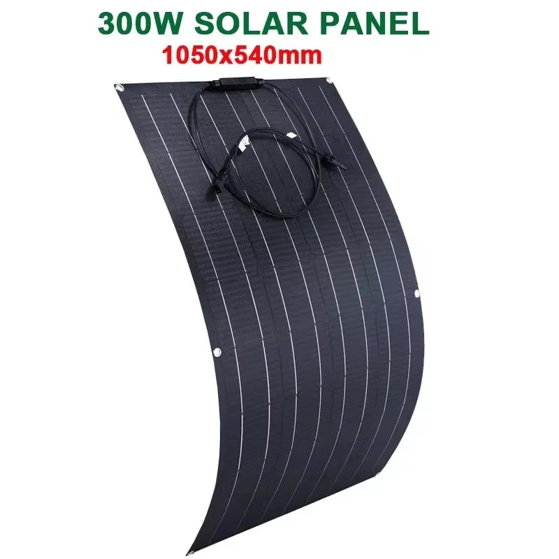 300W 600W Flexible Solar Panel With 60A Solar Regulator Cable For 12V Battery Charger Home Roof Outdoor Camping Car RV Boat