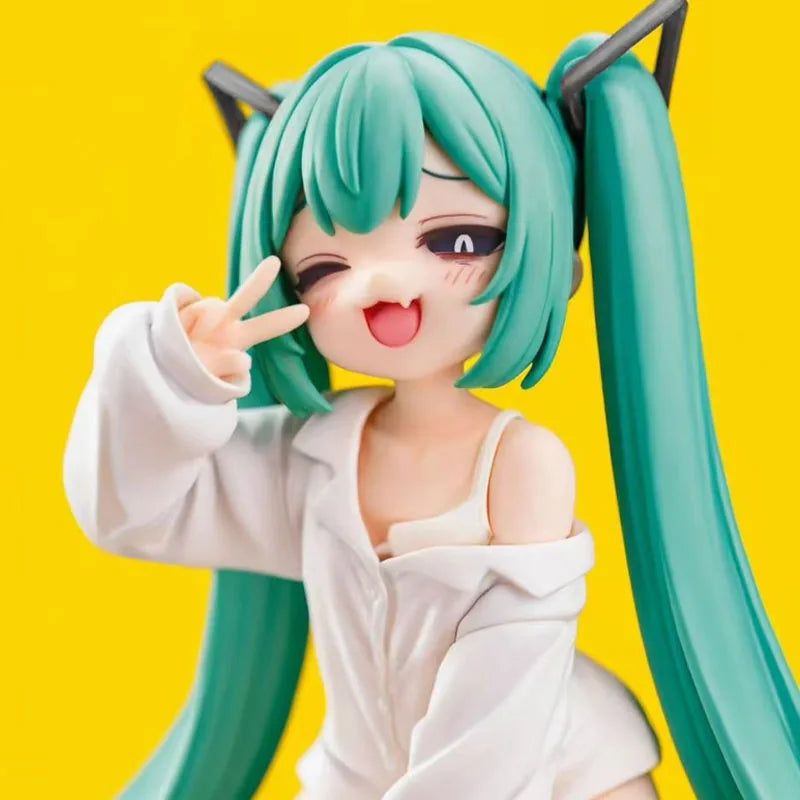 Anime Figure Hatsune Miku Gk Model Beautiful Girl White Pajama Collectible Statue Desktop Ornament For Adult Anime Collection