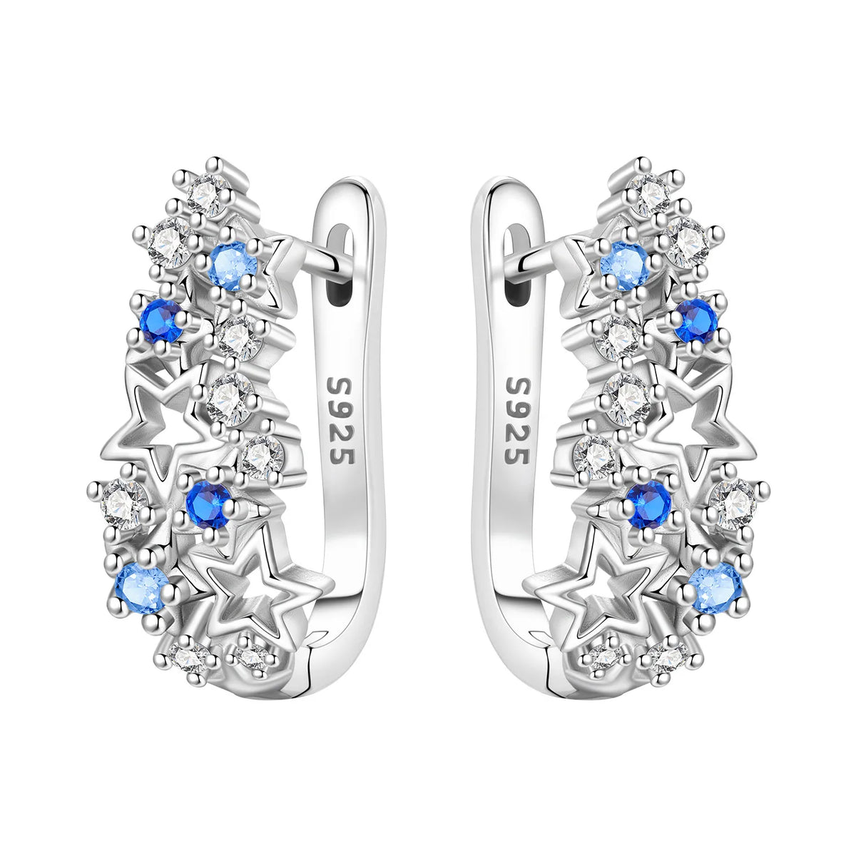 Orstarry Original 925 Sterling Silver Minimally Design Blue Zircon Earrings Women Hoop Earring Anniversary Jewelry Gifts