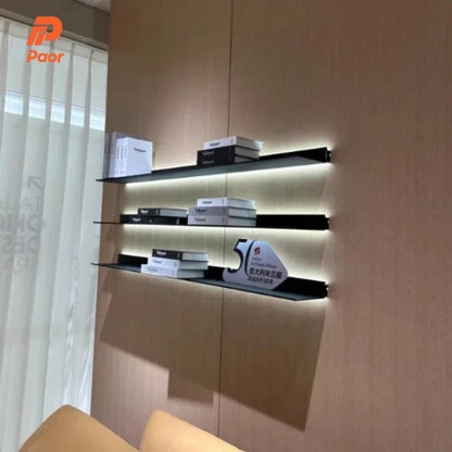 50-150cm Led Wall Shelf Mounted Storage,Shelves With Led Light Holder Minimalism Decoration, Alluminium Bookcase Wall Shelf