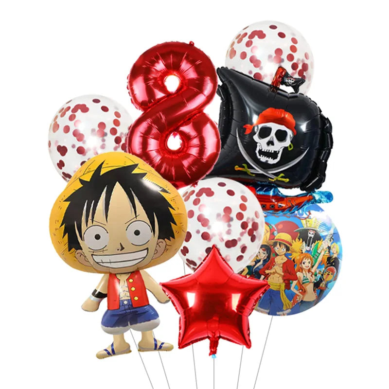 Anime One Piece Aluminum Film Balloons Luffy Shape Foil Balloon Boys Birthday Party Decoration Items