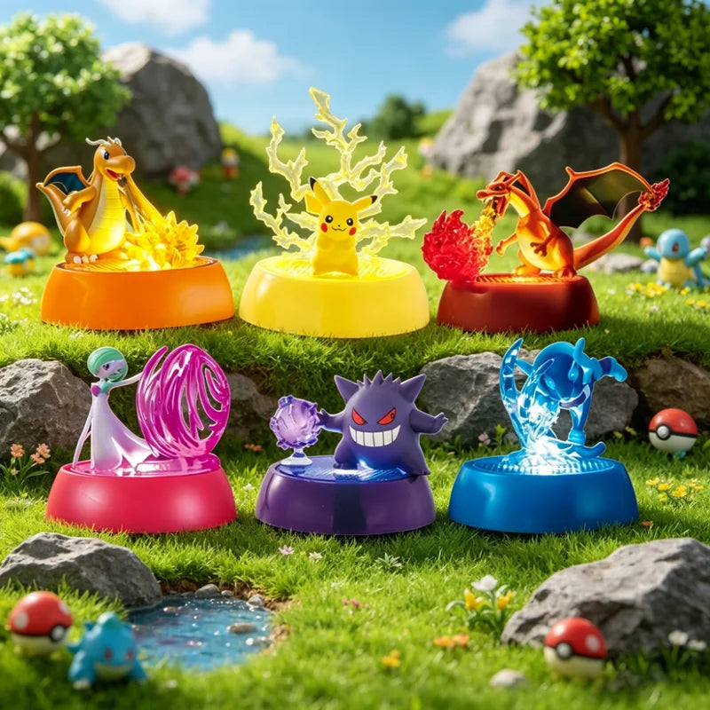 Original Pokemon Pikachu Action Figure Blind Box 7.5cm with Light Anime Figure Collection Toy Gengar Charizard Desk Decor