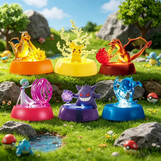 Original Pokemon Pikachu Action Figure Blind Box 7.5cm with Light Anime Figure Collection Toy Gengar Charizard Desk Decor
