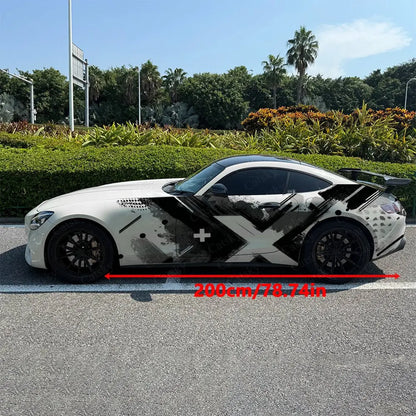 2pcs Ink Wash Cross Car Side Wraps, Self-Adhesive PVC Waterproof & Scratch-Resistant Stickers, Car Accessory Gift