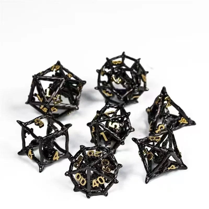 Metal Hollow Filigree 3D Tree Vine Dragon Polyhedral Dice Set For TRPG Tabletop Dice RPG Game Night Table Centerpiece As A Gift