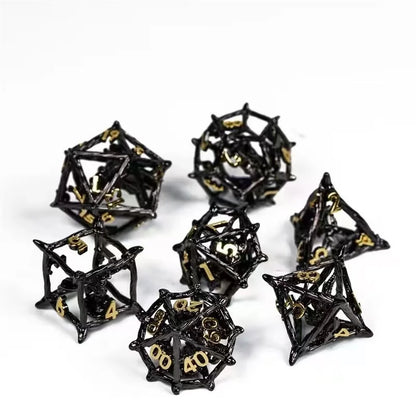 Metal Hollow Filigree 3D Tree Vine Dragon Polyhedral Dice Set For TRPG Tabletop Dice RPG Game Night Table Centerpiece As A Gift