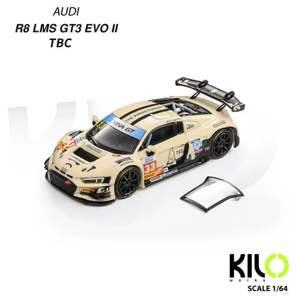KILOworks 1/64 R8 LMS GT3 EVO II TBC Alloy Diecast Model Car, Racing Sports Collectible Miniature Gift