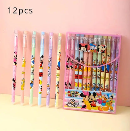 12 Pieces/Set Disney Mickey Mouse Gel Pen Cartoon Style Straight Erasable Pen Mickey Mouse House Cute Tall Erasable Pen