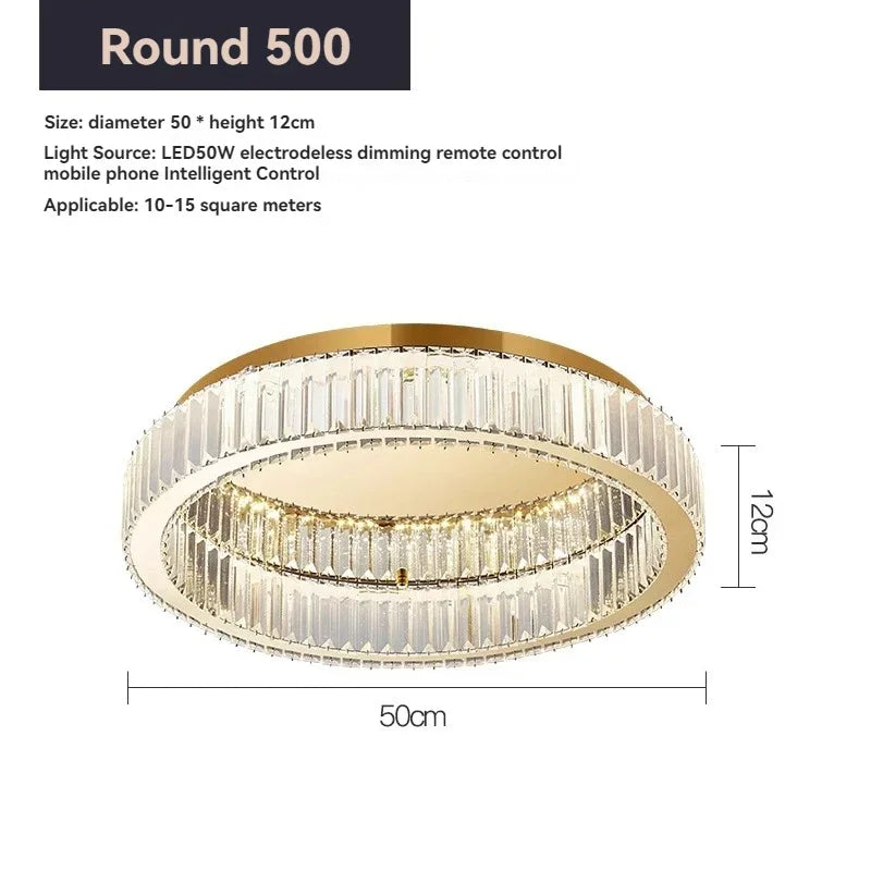 Crystal modern simple circular home ceiling light Italian style light luxury living room study bedroom home decoration lighting