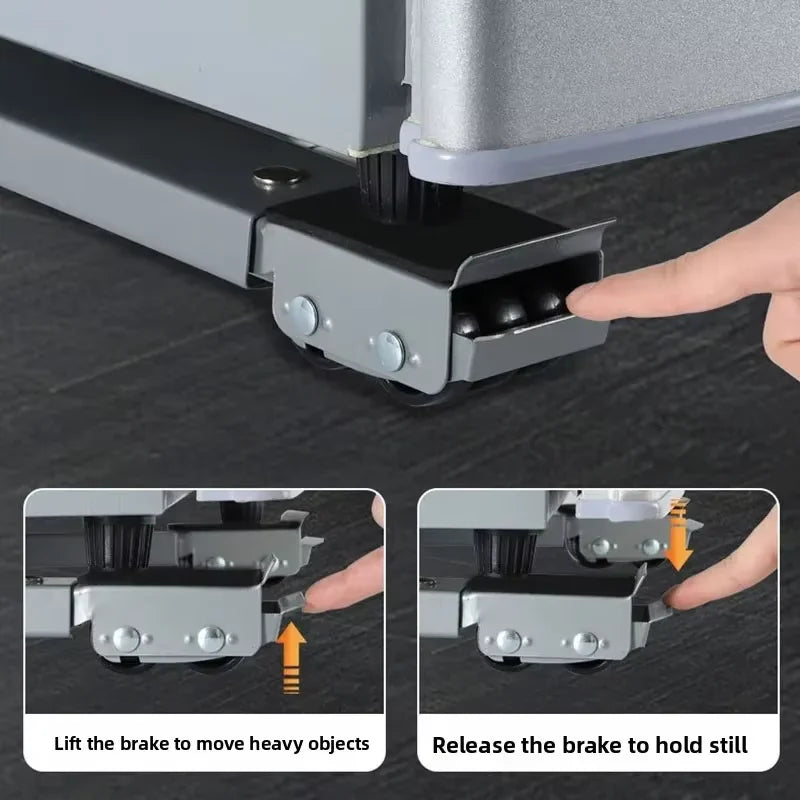 2Pcs Adjustable Washing Machine Stand Mobile Roller Bracket Refrigerator Base Multi-functional Dryer Holder Non-slip Mount