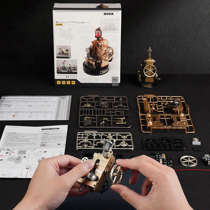 ROKR 3D Puzzle Da Vinci Helicopter Model Kit Mechanical DIY Building Set with Lights Motion PVC Engineering Model Toy