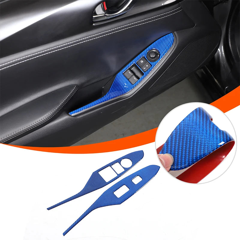 For 2016-2025 Mazda MX-5 ND ND5RC Door Window Switch Panel Soft Carbon Fiber Cover 2Pcs Left & Right Interior Sticker