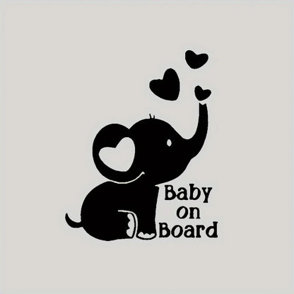Creative Car Reflective Sticker Baby on Board, Elephant Window Decoration, Car Sticker, Essential for Mother and Baby, Safety Reminder, Laptop Sticker