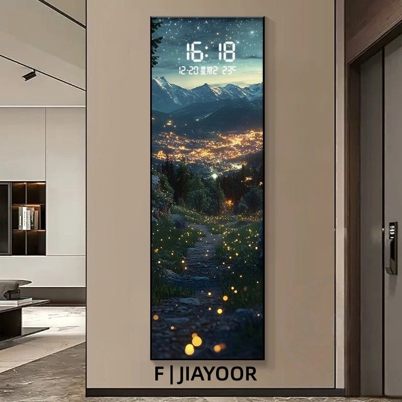 Modern Electronic Clock LED Wall Lamp for Living Room Entrance Corridor Study Hotel Plane Painting Home Decorations Mural Light