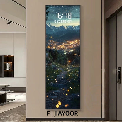 Modern Electronic Clock LED Wall Lamp for Living Room Entrance Corridor Study Hotel Plane Painting Home Decorations Mural Light