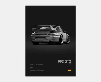 Pop Black and White Germany Luxury Super Sport Car Poster Aesthetic 911 GT3 RS Turbo Canvas Print for Wall Art Garage Room Decor