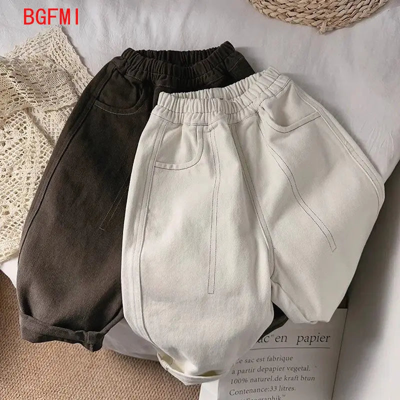 Children Open Wire Pants Spring Autumn New Casual Loose cotton baby girl Boys Wide-leg Pant Harem Pants 1-7Y Kid's Trousers 2-9Y