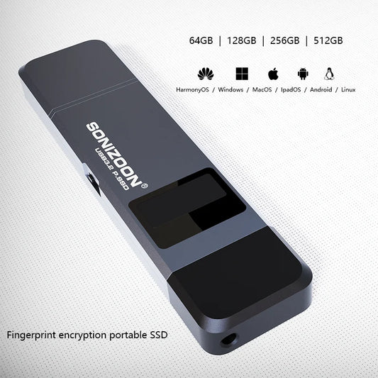 SONIZOON Fingerprint Encryption Portable SSD 1TB Write Protection Function USB Flash Drive TPYEC3.2 Pen флешка тайп с
