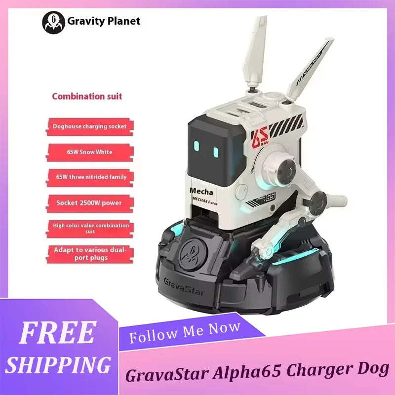 GravaStar Alpha65 65W GaN Charger Dog Nitrogen Design Fast Type C Wall Plug for iPhone Huawei Xiaomi Android Phones