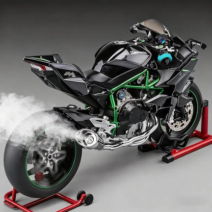 Key Control 1:9 H2 H2R Alloy Sports Motorcycle Model Diecasts Track Racing Motorcycle Model Sound Light With Spray Kids Toy Gift