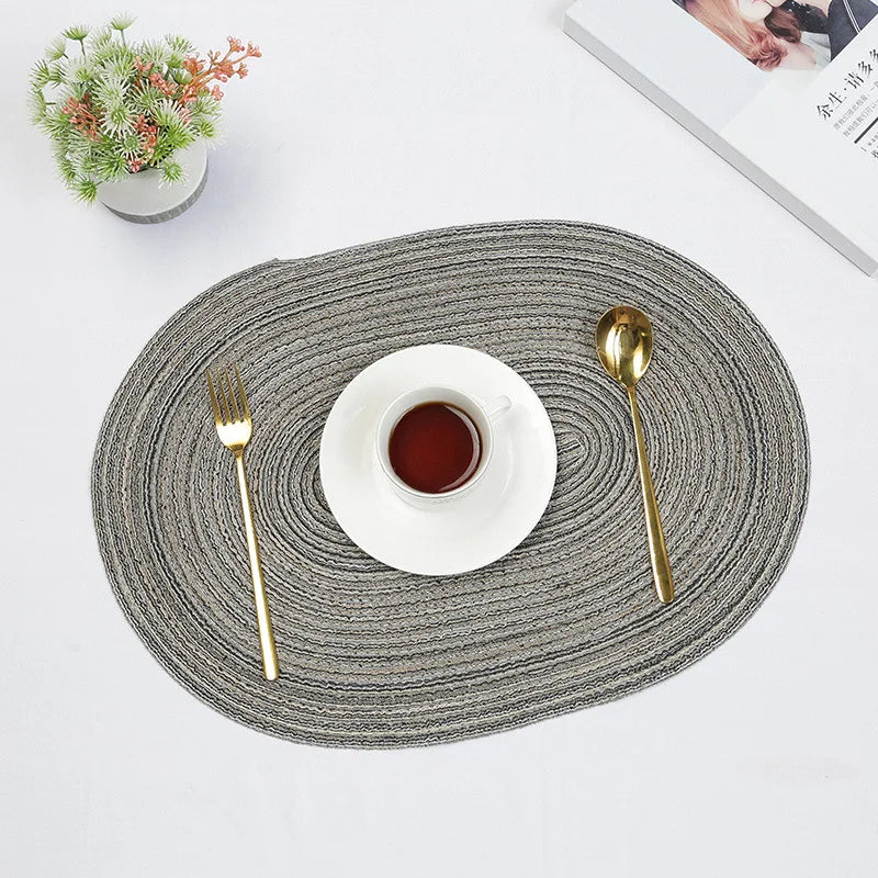 1/4/6/10PCS Oval Table Mats Braided Placemats for Dining Tables Natural Woven Oversized Place Mats Set 테이블매트 салфетки на стол