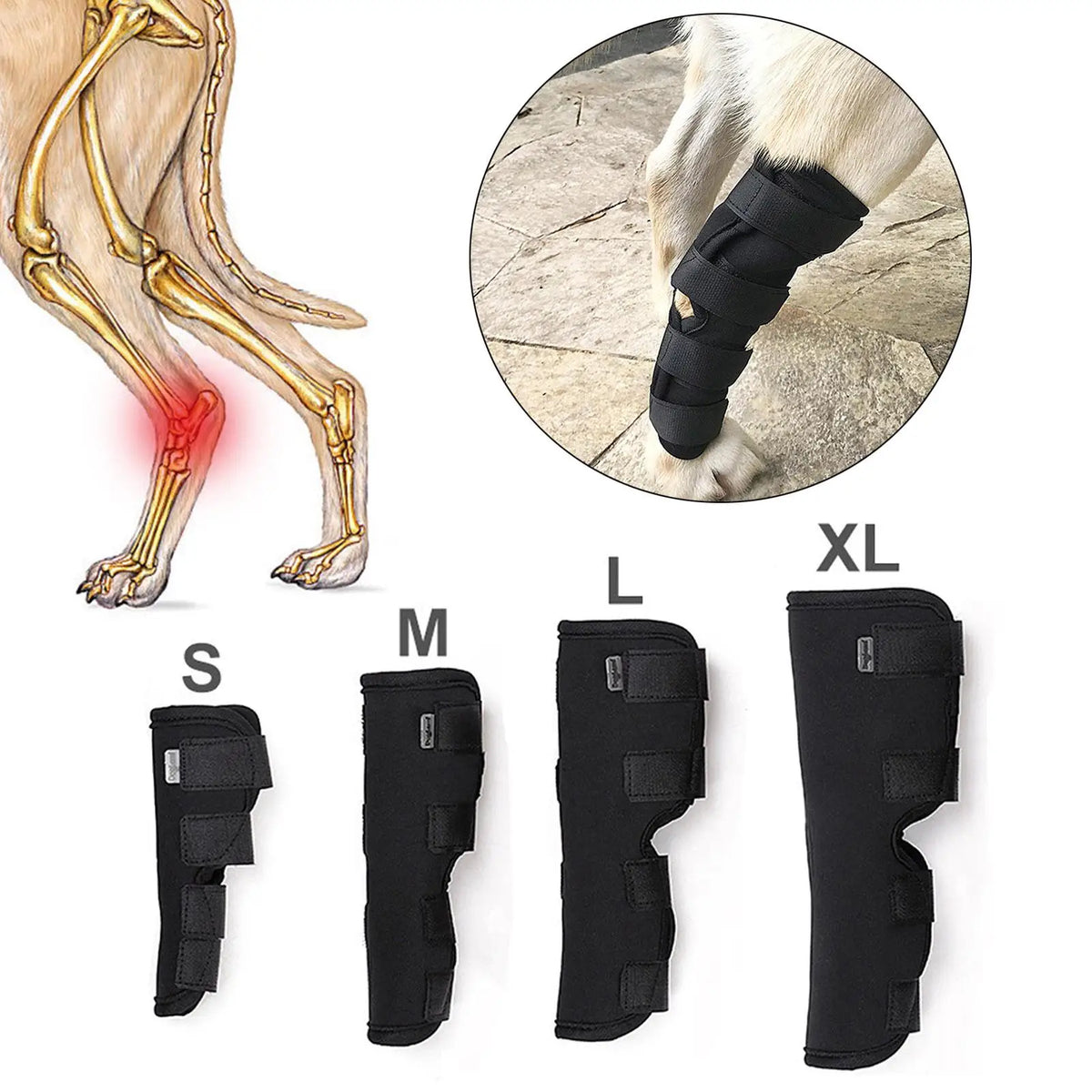 Dog Support Leg Brace, Pet Elbow Knee Pad Supportive Wrist Guard for Sprain