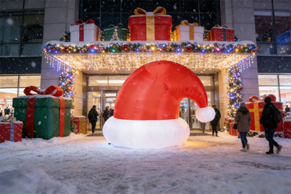 8.2FT Christmas Inflatable Santa Hat Blow up Yard Outdoor Decoration with Built in LED Lights, Lighted Blow-up Funny Lawn Outsi