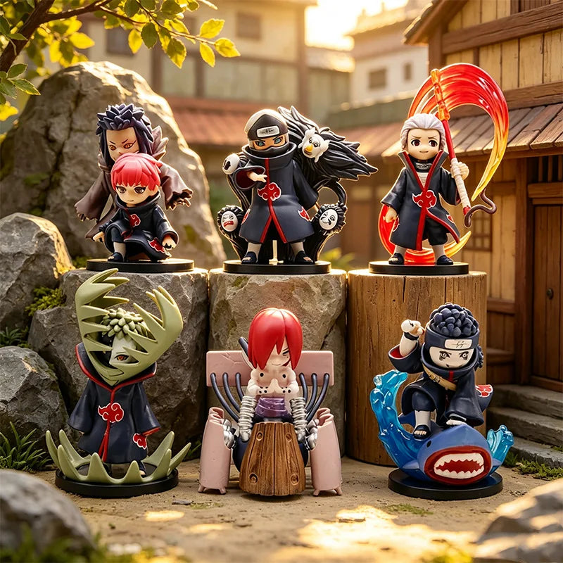 Naruto Akatsuki Organization 6Pcs Figure Set Anime Character Model Toys Bag Packed Desktop Collectible Ornament Gift