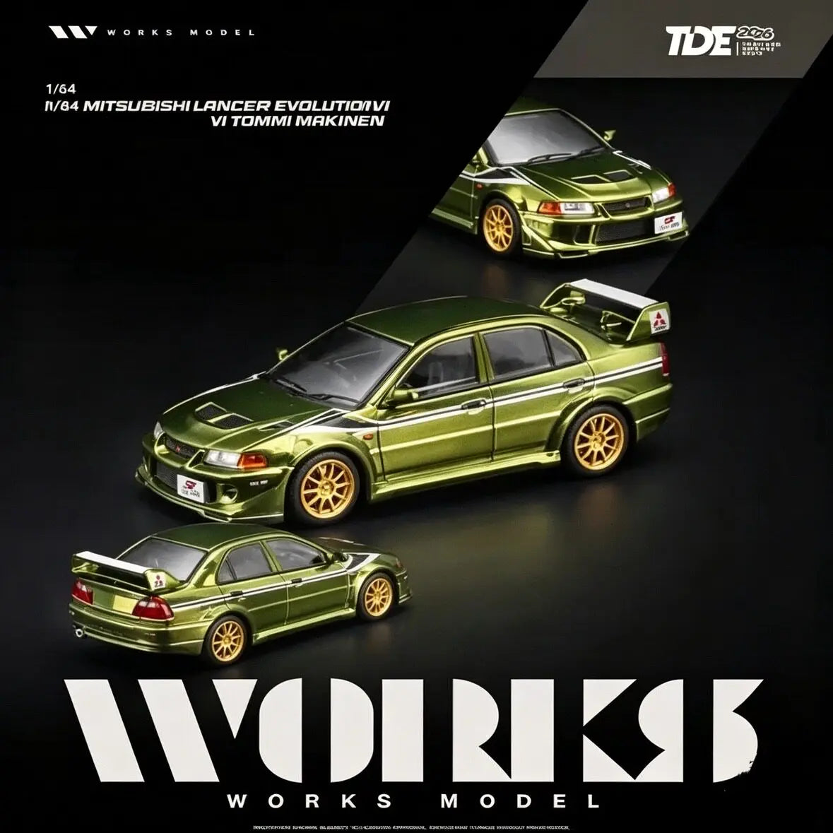 WORKS MODEL 2026TDE-1:64 Mitsubishi Evolution Simulation Alloy Car Model, Boys' Toy, Collection Decoration Item.