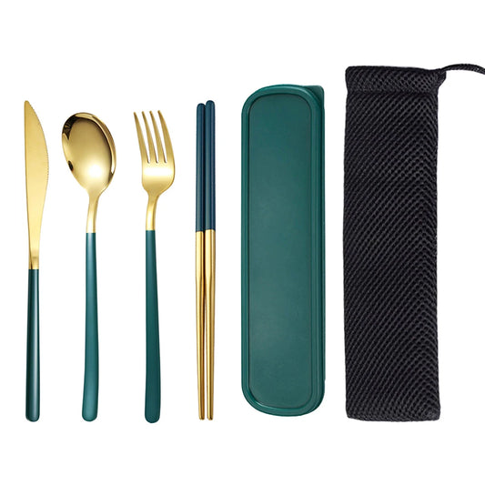 4-Piece Cutlery Set Knife Fork Spoon Chopsticks Box Cutlery Portable Cutlery Travel Cutlery with Box